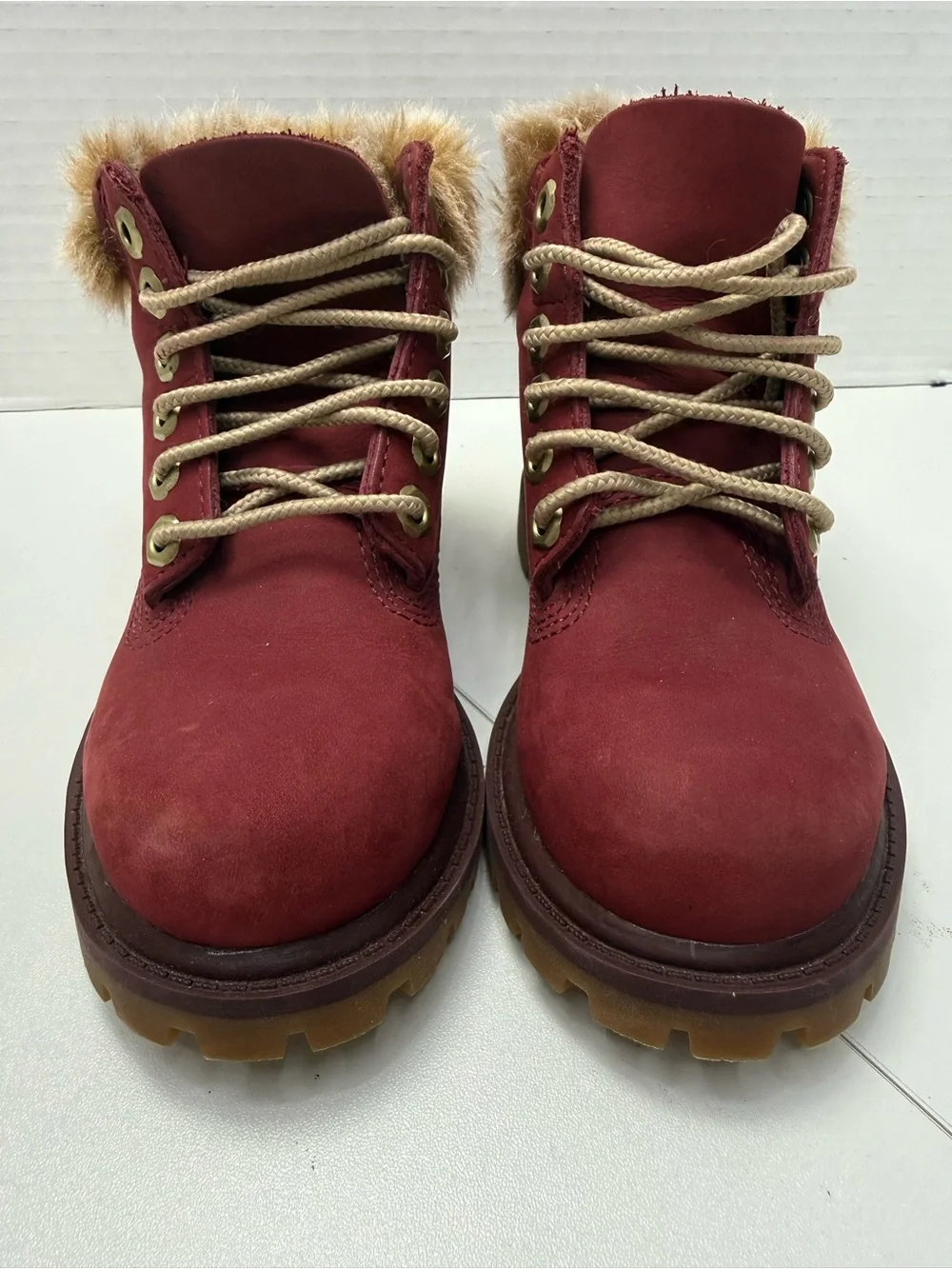 Timberland burgundy  topped boots Toddler girls sz 9
